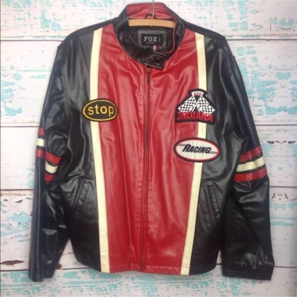 Fox Indiana Racing Leather Jacket 4X Biker Moto - Picture 1 of 8